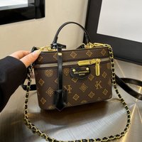 Classic Retro Chain Box Bag Fashion Printed Women's PU Leather Shoulder Bag Versatile High-End Handbag Vintage Crossbody Tote