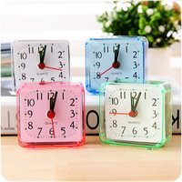 Bedside Student Alarm Clock Analog Alarm Square Crystal Candy Color Desktop Decor Clock Bedroom Electronic Alarm Clock