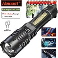 High Power LED COB Flashlight Powerful TYPE-C Rechargeable Flashlight With Side Light Torch Waterproof For Outdoor Camping