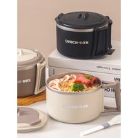 40.5 Oz 304 Stainless Steel Lunch Box Noodle Bowl With Spoon and Lid Drainable Heatable Microwaveable Lightweight With Handle