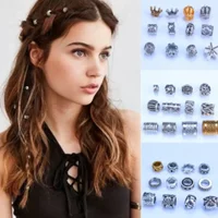 5Pcs/bag Metal Decor Beaded Headdress Hair Ornament Braid Accessories African Dreadlocks Large Hole Beads Braiders Styling Tools