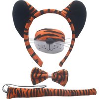 4 Pcs Tiger Costume For Halloween Party Costumes Set Include Tiger Ear Headband Bow Tie Nose Tail For Cosplay Cute Birthday Gift