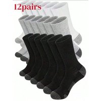 5 pairs of black, white, gray round socks with sizes for men, basketball sports&work socks