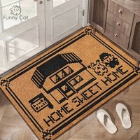 VIKAMA Pixel Cabin Entry Floor Mat Fun Cartoon Children's Bedroom Carpet Indoor and Outdoor Welcome Floor Mat Home Decoration