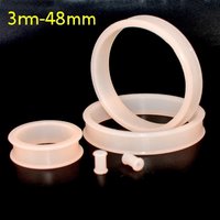 Pair Large Size Skin Color Flexible Silicone Double Flared Ear Flesh Tunnel Plug Ear Gauge Expander Stretchers Piercing 3mm-48mm