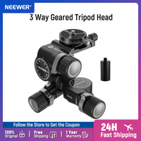 NEEWER 3 Way Geared Tripod Head with 360° Panoramic Arca QR Plate, Millimeter Micro Adjustment, Aluminum Alloy 3 Axis Head