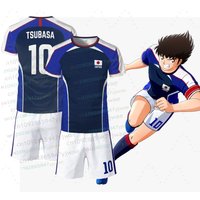Anime Captain Tsubasa Japanese Flag Jersey Tee Shorts Set Breathable Quick-Dry Sportwear For MenWomen Kid Tshirt Set 2 Piece Set