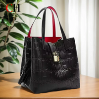 CH Classic Fashionable Bucket Handbag Light Luxury Design New 2026 Large Capacity Tote Bag Letter PU Leather Bucket Bag