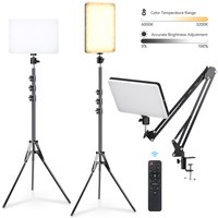 LED Video Light Dimmable Continuous Photography Lighting Kit with Tripod Stand for Photo Studio Desktop Filming Shooting YouTube