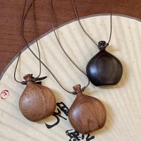 Adjustable Wax Rope Wooden Flagon Pendant Necklaces for Women Vintage Sweater Neck Chain Birthday Gift Jewelry Accessories F