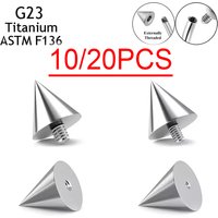 10/20pcs G23 Titanium Ear Stud Substituicao 14G 16G Spike Top M0.9/1.2 Thread Sobrancelha e Nariz Studs Body Jewelry Acessorios
