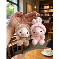 New In Stock Cute Piggy Dress Up Doll Plush Toy Rabbit Pendant Keychain Backpack Pendant Pig Doll Frog Festival Surprise Gift