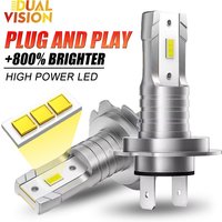 2x Fanless H7 LED Bulb 1:1 Mini Size Head Lamp Wireless 30000LM Super Bright CSP LED Chips H7 Car LED Headlight Bulb 6000K White