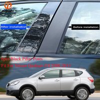 6 Pcs Car Window Side Pillar Posts Door Trims Cover Glossy Black Decal Sticker for Nissan Qashqai J10 2008-2013 Accessories