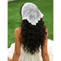 1pc Minimalist Street White Lace Floral Tie Neckerchief Summer Hair Accessories Beach Hair Band Women Bandana Vacation Headband