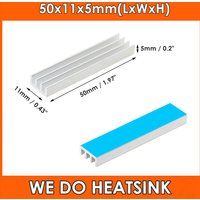 50x11x5mm Silver Aluminum Extruded Heatsink Radiator Cooler for CPU IC DIP Chip with Thermal Adhesive Pad Assembly Applied