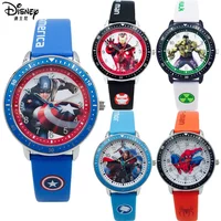 Disney Avengers Spider Man Iron Man Hulk Cartoon Children's Watch Student Waterproof Quartz Watch Festival Birthday Gifts Toys