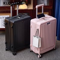 KLQDZMS Laptop Luggage 20"22"24"26 Inch Front Opening ABS+PC Boarding Case USB Charging Trolley Case Women's Cabin Luggage