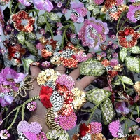 1Yard Flower Bead Embroidery Fabric Lace Tulle Dress Wedding Dress Fabric DIY Sewing Wedding Dress Clothing Flower Fabric