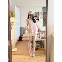 Summer Casual Sweet 2 Piece Set for Women Polka Dot Spaghetti Strap Tops + Polka Dot High Waist Shorts Chic Daily Female Outfits