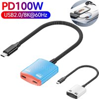 HUB USB 2.0 PD100W USB C HUB For Hagibis Switch 2 Video Capture Card TV Dock 8K@60Hz Converter For iPhone17 Streaming Gaming HUB
