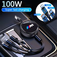 100W Data Cable 3 in1 Fast USB Cable Retractable Charging Line Micro USB Type C Charger Cable For BMW M E36 E39 E93 G20 G21 X6