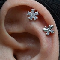 1PC 20G Surgical Steel Flat Back Cartilage Earrings Stud for Women Crystal CZ Cross Flower Leaves Tragus Helix Piercing Jewelry