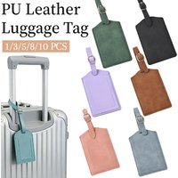3-10PCS PU Leather Luggage Tag Adjustable Buckle Colorful Travel Baggage Tag with Privacy Cover Name ID Label Bag Tag