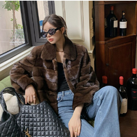 Pelzmantel für Damen, 100% Echter Nerzmantel, Warm und Modisch für den Winter