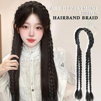 1Pcs New Ponytail Wig Headband Synthetic Long Braid Hair Wig Piece 45cm Women Headdress Party Styling Accessories