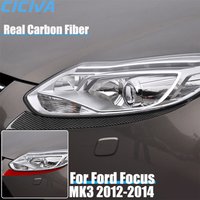 Real Carbon Fiber Car Accessories Headlight Decorative Cover Sticker Interior Trim For Ford Focus MK3 2012 2013 2014