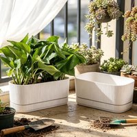 Double Layer Self Watering Flower Pot Plastic Desktop Vase Lazy Plant Pot Thickened with Drainage Hole Vegetable Container