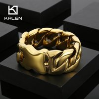 Kalen 20/24/31mm Brushed Vintage Cuban Chain Stainless Steel Men's Wide Bracelet Larger Bone Charms Jewelry Heavy Link Accessory
