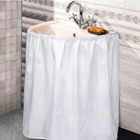 Portable Self Adhesive Bathroom Sink Skirt Washable Removable Bathroom Vanity Cover Universal Under Sink Curtain Laundry Room