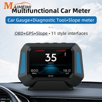P21 Car GPS+OBD+Slope Head Up Display Digital Clock 4x4 Inclinometer Slope Meter GPS Speedometer OBD2 Diagnostic Tools LCD HUD