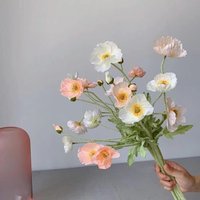 Fake Poppy Silk Flowers Long Stem Artificial Flowers Housewarming Garden Table Wedding DIY Party Wedding Bridal Bouquet Decor