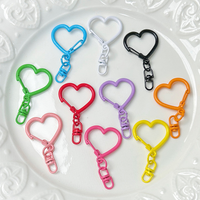 2-10pcs Colored Heart Keychain Hook Jewelry Buckle Metal Doll Key Chains Snap Clasp Decorative Bag Pendant Diy Accessories