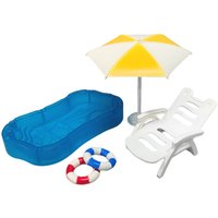Multicolor Dollhouse Pool Scene Beach Umbrella Plastic Miniature Beach Bench Swimming Ring Photo Props Doll House Accessories