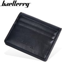 Baellerry Mini Men Card Holder Wallets Zipper Coin Pocket Slim Male Wallet PU Leather Credit Bank Card Case Small Men Purses