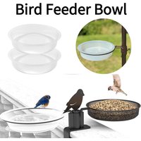 Bird Feeder Bowl Circular Transparent Plastic Feeding Tray Large Capacity for Wild Birds Outdoor Balcony Garden Cage Accessories