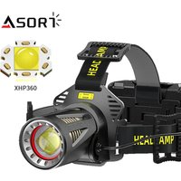 High Power XHP360 LED Headlamp 36-core Super Bright Headlight Strong Light Head Flashlight Telescopic Zoom Camping Fishing Lamp