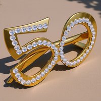 1Pair Birthday Party Glasses Rhinestone Number Design Plastic Funny Photo Prop Accessories for 50Th Anniversary