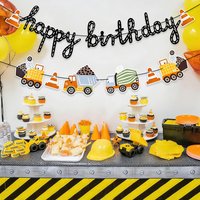 Construction Truck Themed Birthday Banners for Boys Digger Truck Bulldozer Design Tractor Party Decorations Supplies