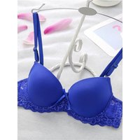 Fashion Mesh Lace Deep V Bra Embroidered Flowers Sweet Wireless Bra Women Underwear Intimates Thick Padded Bra Daily