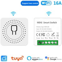 16A Mini Wifi Switch DIY 2-way Control Breaker Timing Relay Smart Home Work With Tuya Smart Life Alexa Alice Google Home