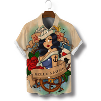 Hawaiian Beach Shirts For Men Casual Fashion Short Sleeve Tops Beauty Print Men's Shirts Vacation Blouse Button Leisure Clothing