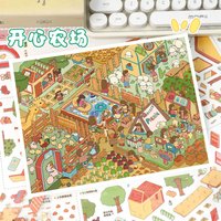 Kawaii Pastoral ranch 3D Food Court Landscape Sticker DIY Pocket Cabin Scene festival gift