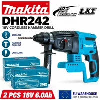 Makita DHR242 Perceuse-marteau rotative sans fil 18V LXT sans balais 24mm, SDS Plus 2.0J 4700 IPM 3 modes, outil électrique robuste pour béton, compatible avec BL1860B BL1850B BL1815, stock UE,