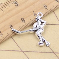 10pcs Charms Hockey Player Sporter 27x26mm Tibetan Silver Color Pendants Antique Jewelry Making DIY Handmade Craft