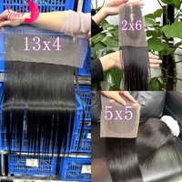 24 26inch Straight 13X4 Lace Frontal Only 4x4 5X5 Natural Lace Closure PrePlucked Swiss Transparent Lace 100% Remy Human Hair